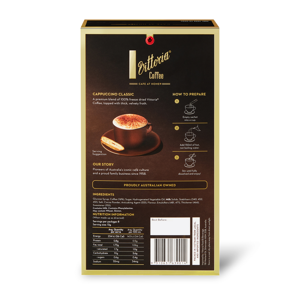 Cappuccino Classic Coffee Sachets in 3-in-1 packaging