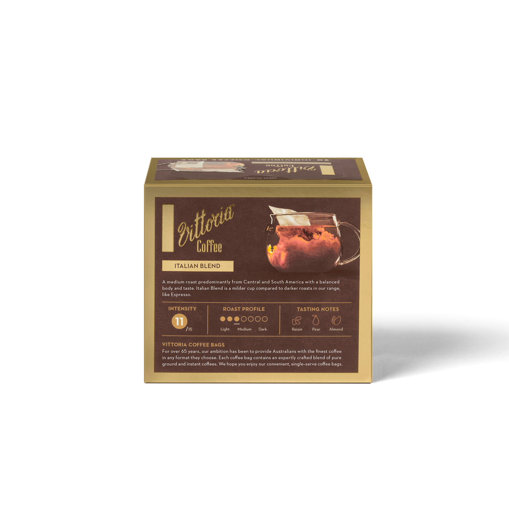 Italian Coffee Bags 20-pack, front view of packaging