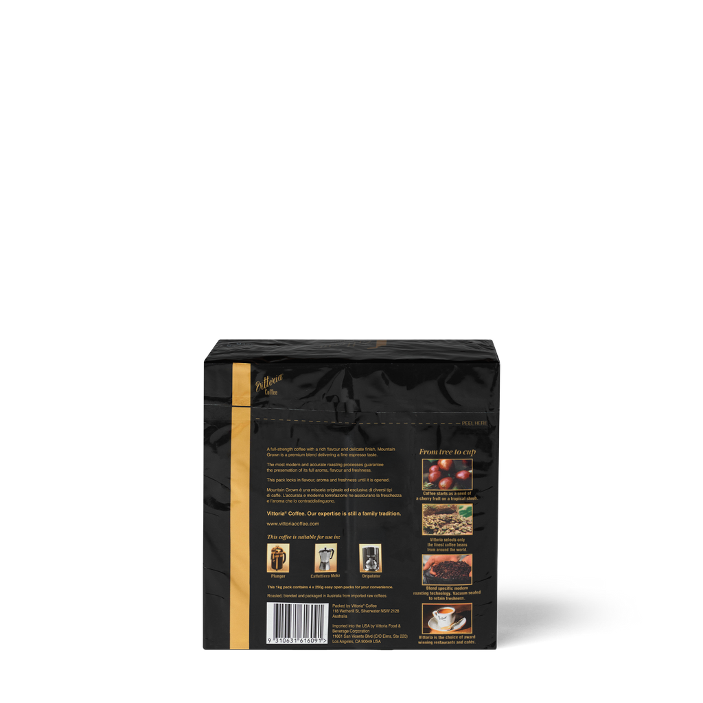 Mountain Grown Ground Coffee in 1kg packaging