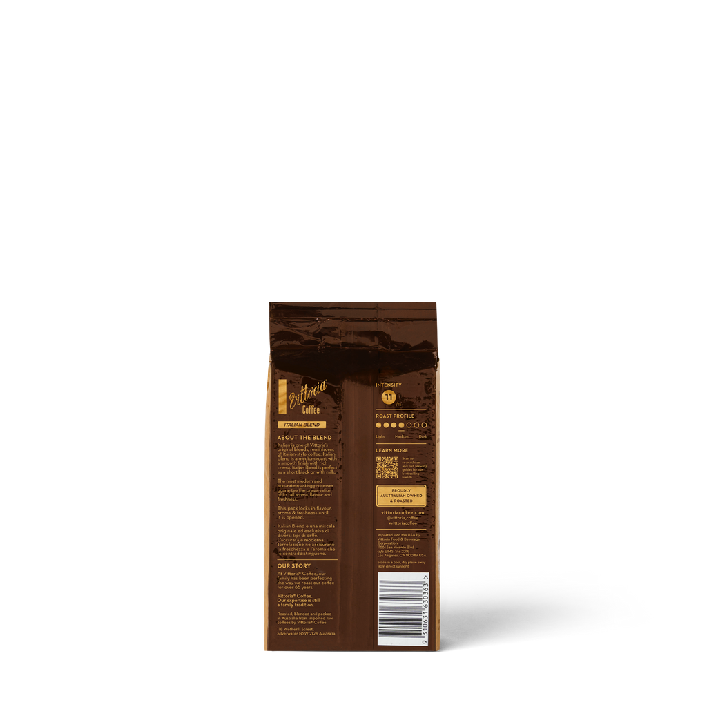Italian Ground coffee in 200g packaging, front view