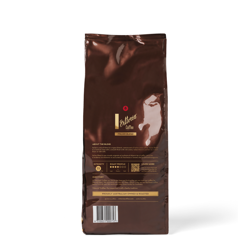 Italian Blend coffee beans in 1kg bag, medium roast