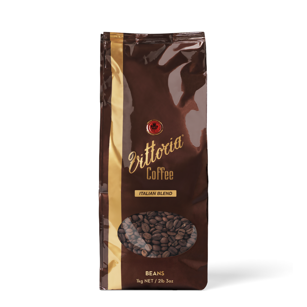 Italian Blend coffee beans in 1kg bag, front view