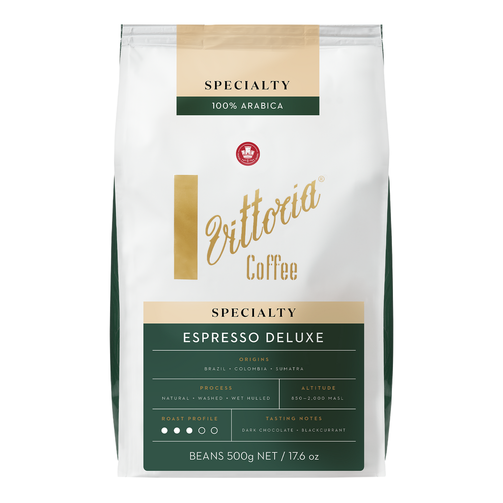 Espresso Deluxe Specialty Coffee Beans in 500g retail packaging